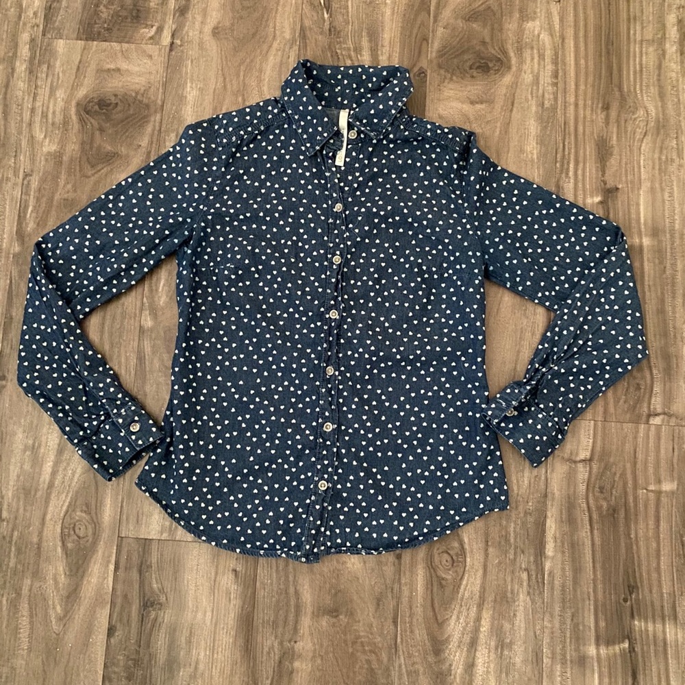 LC Lauren Conrad Button Down w/ Hearts